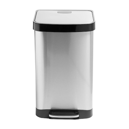 Honey-Can-Do Honey-Can-Do 13 gal Black/Silver Stainless Steel Square Trash Can TRS-08993
